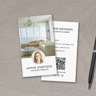 Carte De Visite Concepteur d'intérieur professionnel QR de photo p