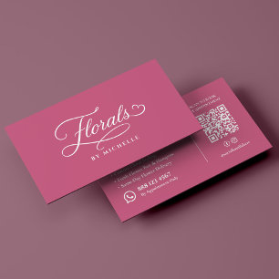 Carte De Visite Concepteur floral de luxe fleuriste rose