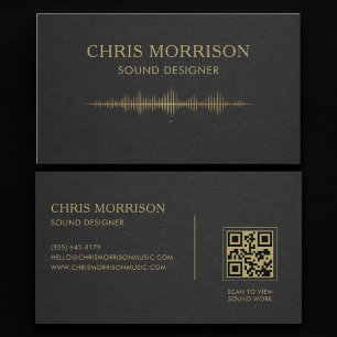 Carte De Visite Concepteur sonore Code QR Black Gold