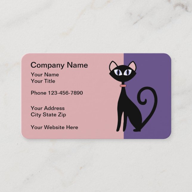 Carte De Visite Conception à la mode de thème de chat d'animal (Devant)