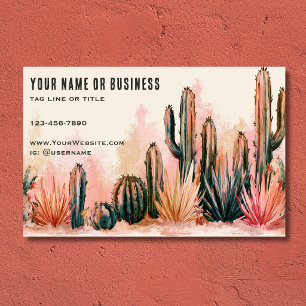 Carte De Visite Conception aquarelle de cactus du désert Boho