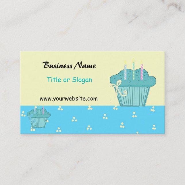 Carte De Visite Conception Cute Blue Cupcake (Devant)