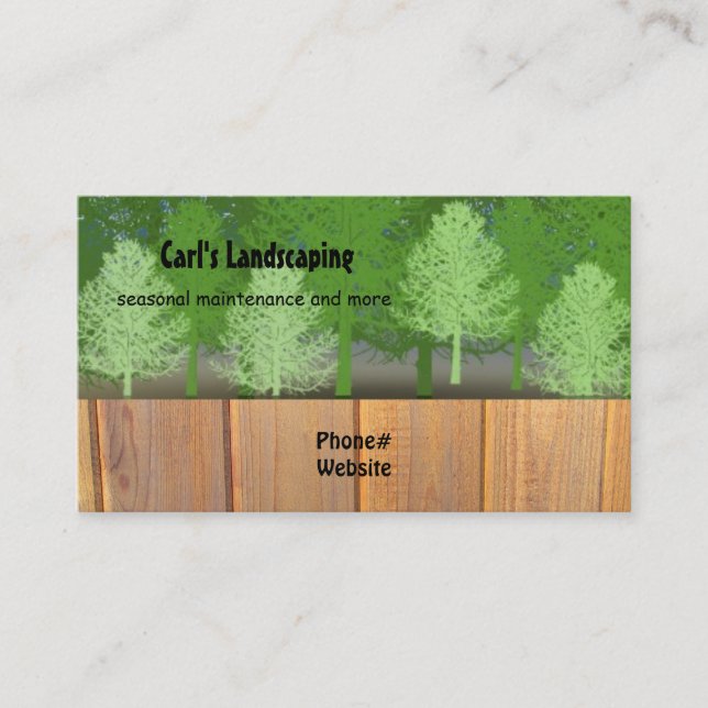 Carte De Visite Conception d'aménagement paysager avec arbres et c (Devant)