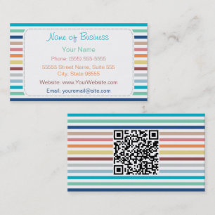 Carte De Visite Conception de code QR à rayures colorées