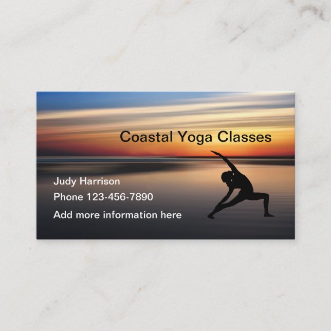 Carte De Visite Conception de cours de Yoga Beach Sunset (Devant)