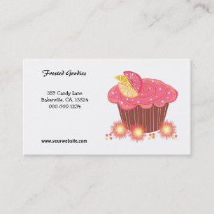 Carte De Visite Conception de Cupcake Rose Sucré