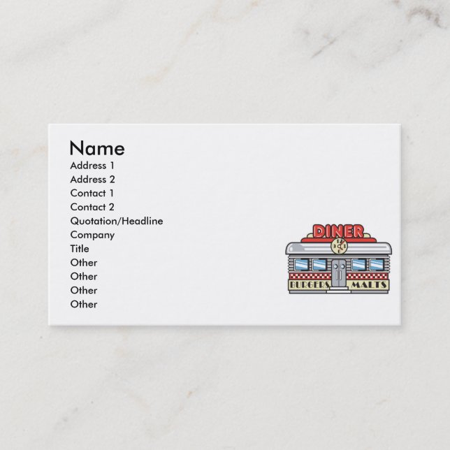 Carte De Visite conception de diner rétro (Devant)