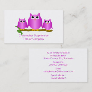 Carte De Visite Conception de hiboux violets