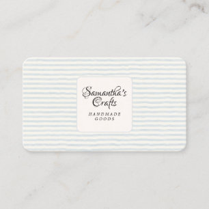 Carte De Visite Conception de marque artisanale à rayures bleues d
