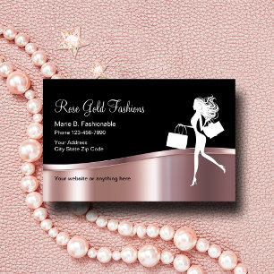 Carte De Visite Conception de mode en or rose chic