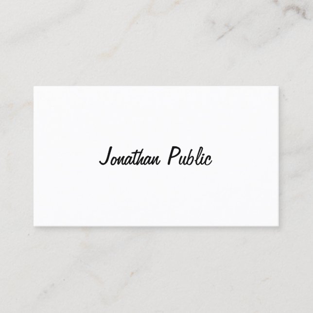 Carte De Visite Conception de script libre Smart Chic tendance Pla (Devant)