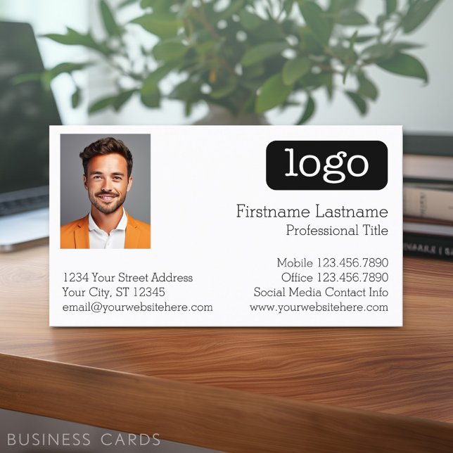Carte De Visite Conception d'entreprise de base avec logo et photo (Custom Business Card - Online Template Plus Low Quantity Printing)