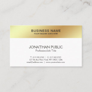 Carte De Visite Conception Elegant Modern Company d'or blanc lisse