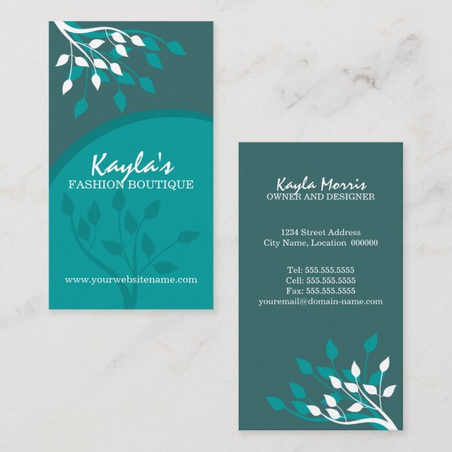 Carte De Visite Conception élégante de nature (Devant / Derrière)