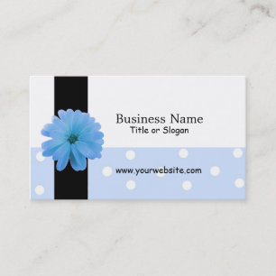 Carte De Visite Conception Fleur Bleue Ruban Noir