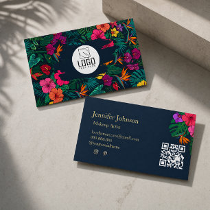 Carte De Visite Conception Florale Tropicale Hibiscus & Feuillag