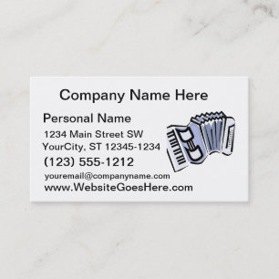 Carte De Visite Conception graphique d'image d'accordéon bleu,