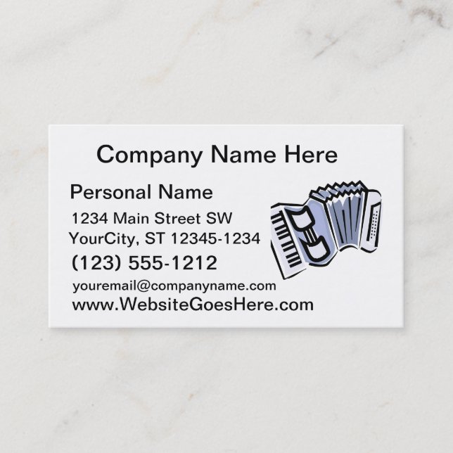 Carte De Visite Conception graphique d'image d'accordéon bleu, (Devant)