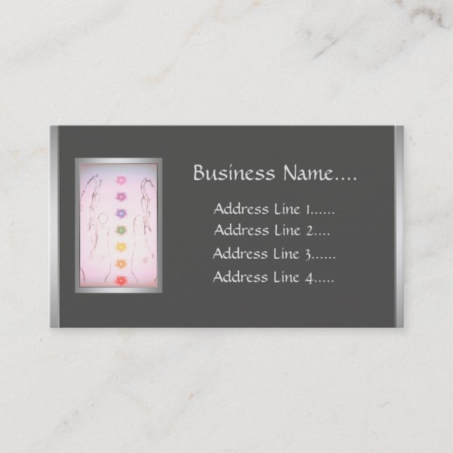 Carte De Visite Conception holistique de mains curatives argentées (Devant)