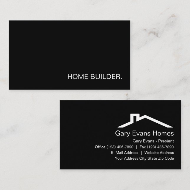 Carte De Visite Conception minimale Home Builder (Devant / Derrière)