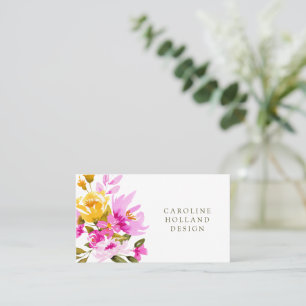 Carte De Visite Conception simple de fleurs florales aquarelles ja