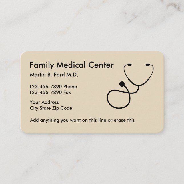 Carte De Visite Conception simple de médecin de famille (Devant)