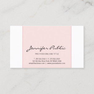 Carte De Visite Conception simple moderne créative rose et blanche