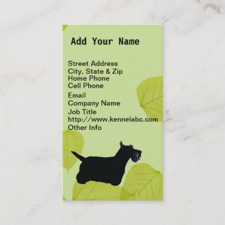 Carte De Visite Conception verte de feuille de Terrier d'écossais