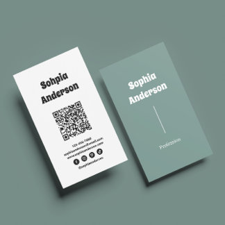 Carte De Visite Conception verticale moderne | Code QR et liens so