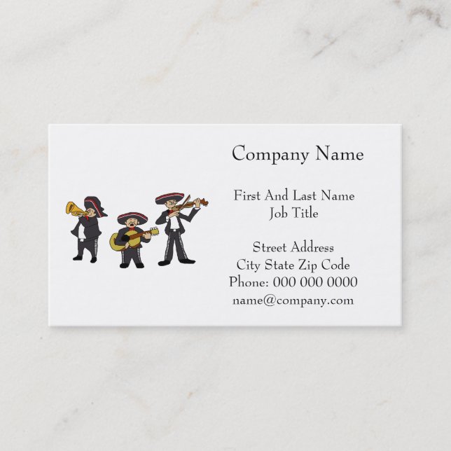 Carte De Visite Concert mexicain Mariachi Band Fiesta Music (Devant)