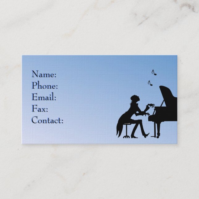 Carte De Visite Concert Piano Player Bleu (Devant)