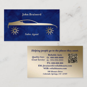 Carte De Visite Concessionnaire automobile Code QR Velvet Blue & G