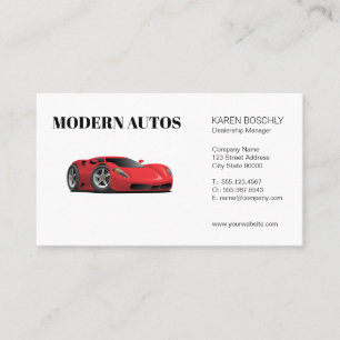 Carte De Visite Concessionnaire Voiture sport rouge Services A