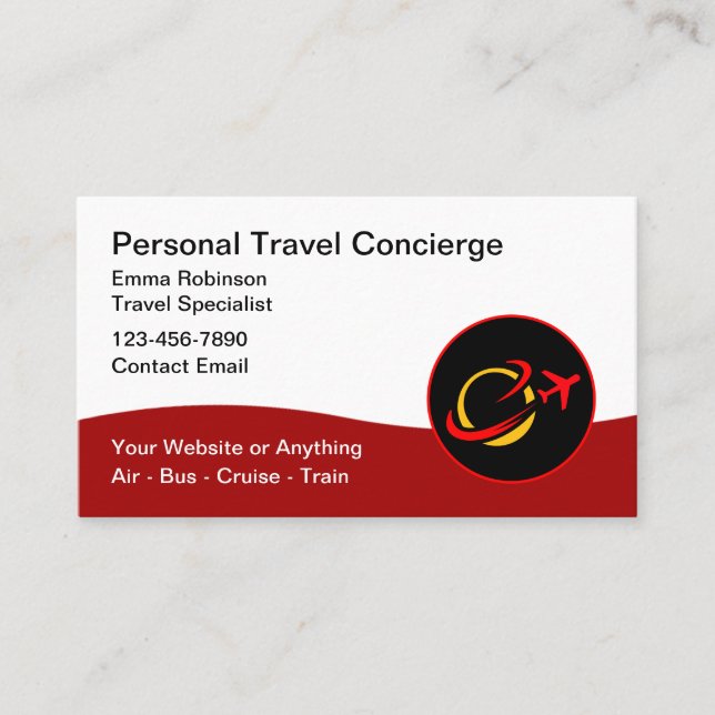 Carte De Visite Concierge De Voyage Et Promotionnels (Devant)