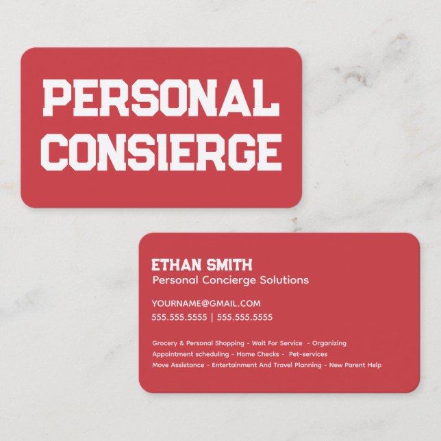 Carte De Visite Concierge personnel (Devant / Derrière)