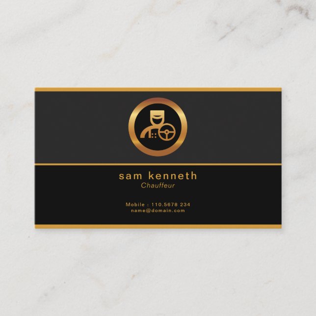 Carte De Visite Concise Corporate Bold Black Minimaliste Chauffeur (Devant)