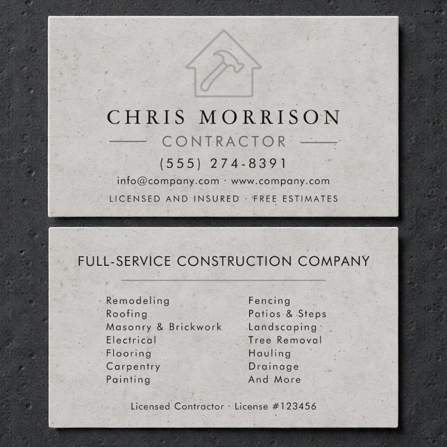Carte De Visite Concrete Building Construction Contractor (Créateur téléchargé)