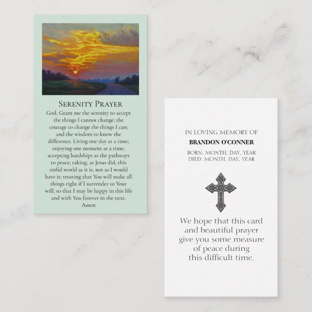 Carte De Visite Condoléances de coeur St Louis Sunrise Purple (Devant / Derrière)