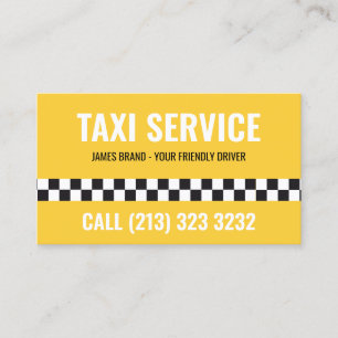Carte De Visite Conducteur de cabine de service de taxi Motif noir