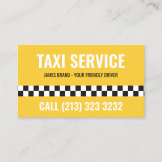 Carte De Visite Conducteur de cabine de service de taxi Motif noir
