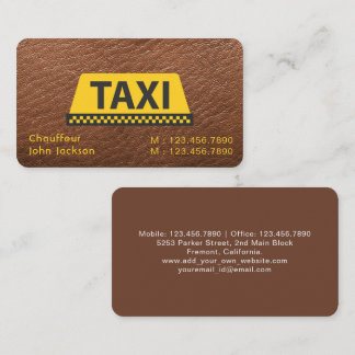 Carte De Visite Conducteur de Limo et Taxi Voiture de Ville Modern