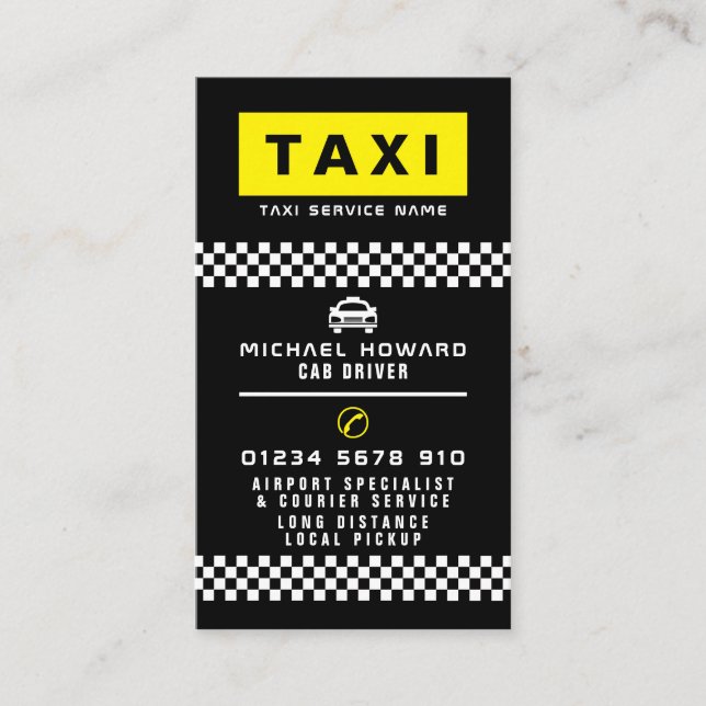 Carte De Visite Conducteur de taxi moderne et branché (Devant)