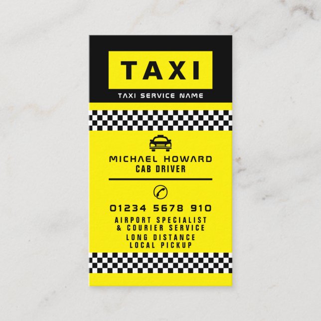Carte De Visite Conducteur de taxi moderne et branché (Devant)