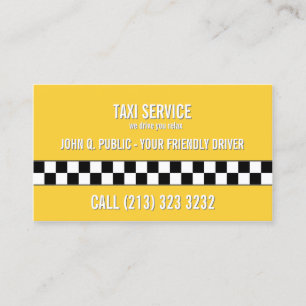 Carte De Visite Conducteur de taxi Motif noir et blanc