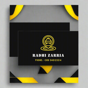 Carte De Visite Conducteur de taxi professionnel moderne noir et j