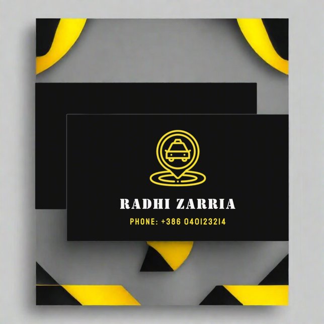 Carte De Visite Conducteur de taxi professionnel moderne noir et j (Créateur téléchargé)