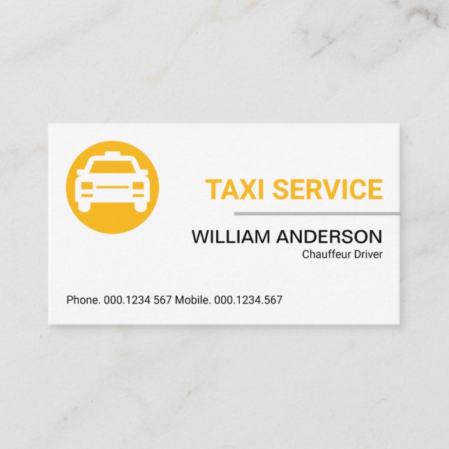Carte De Visite Conducteur de taxi professionnel simple et simple (Devant)