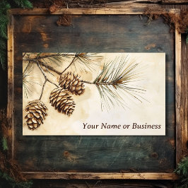 Carte De Visite Cône de pin rustique | Branche de l'arbre des pins