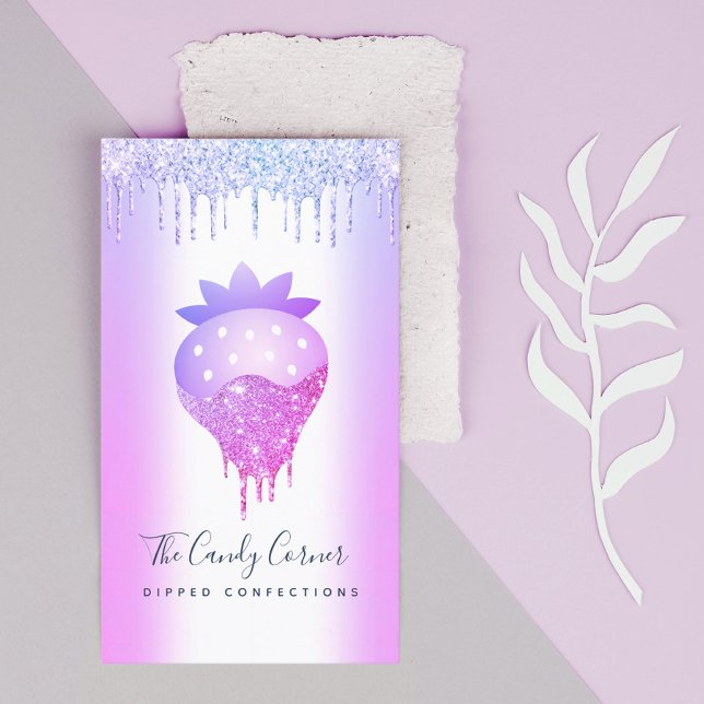 Carte De Visite Confection de chocolat aux fraises Déchets pourpre (Créateur téléchargé)