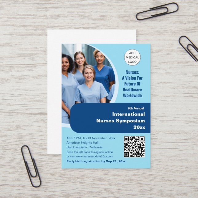 Carte De Visite Conférence Médicale du technicien en soins infirmi (Devant/Arrière en situation)